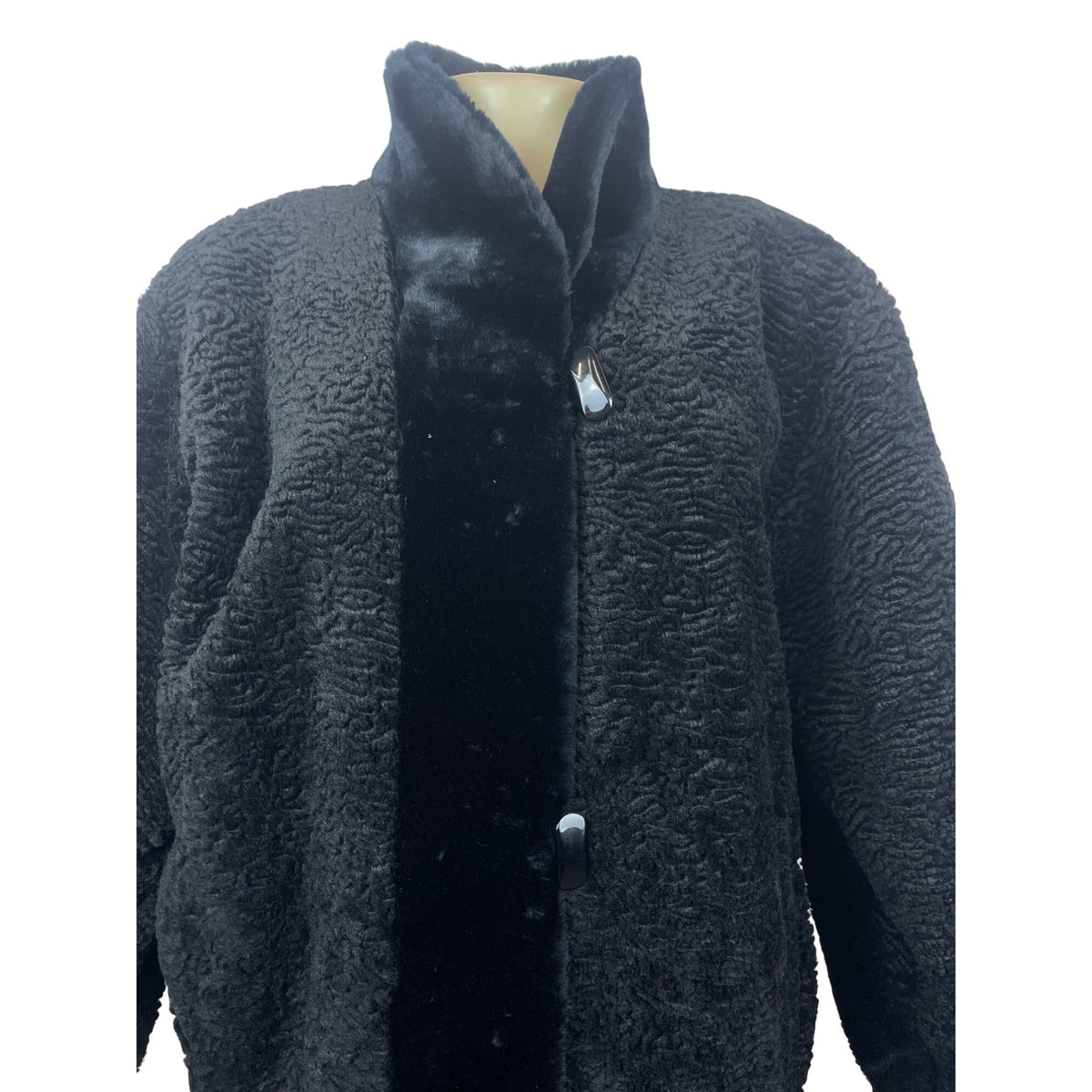 Gallery Women's Reversible Quilted & Faux Fur Black/Gray Winter Coat Sz 4