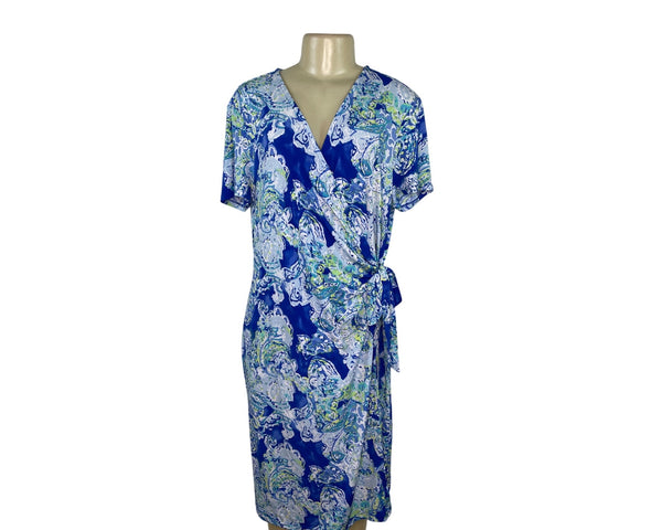 The Limited Womens Blue & Green Paisley Wrap Dress XL - New