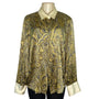 Tamotsu Women's Yellow Paisley Blouse With Satin Collar & Cuffs Sz 18W