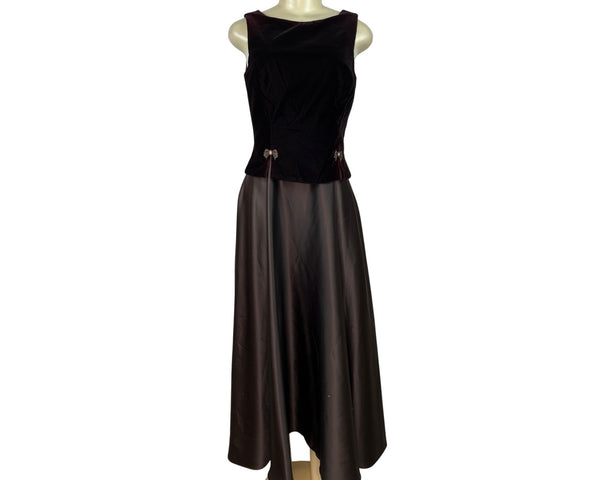 Scott McClintook Black Sleeveless Top & Satin Midi Skirt Formal Dress Women Sz 8