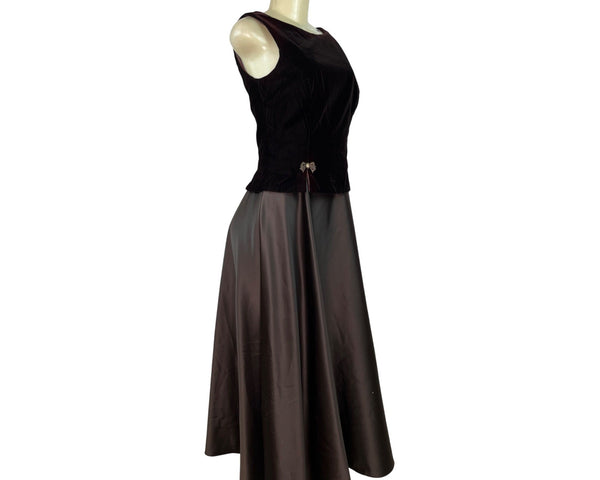 Scott McClintook Black Sleeveless Top & Satin Midi Skirt Formal Dress Women Sz 8