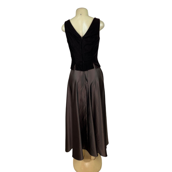 Scott McClintook Black Sleeveless Top & Satin Midi Skirt Formal Dress Women Sz 8