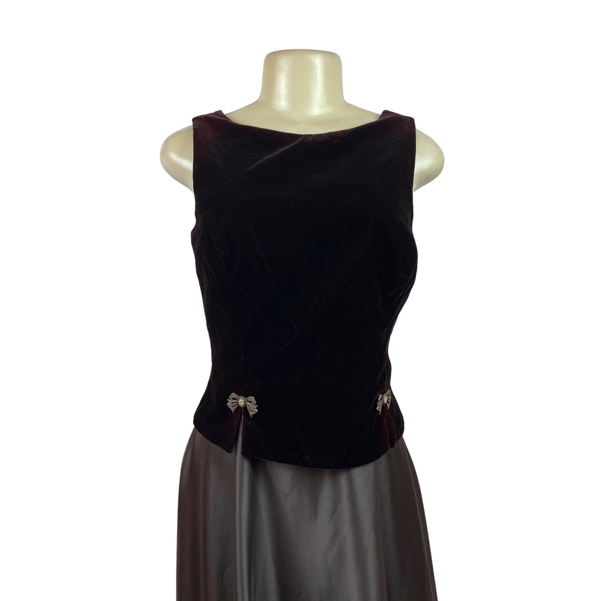 Scott McClintook Black Sleeveless Top & Satin Midi Skirt Formal Dress Women Sz 8