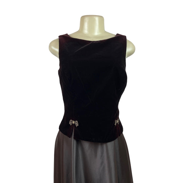 Scott McClintook Black Sleeveless Top & Satin Midi Skirt Formal Dress Women Sz 8