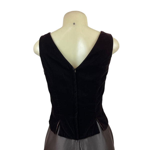 Scott McClintook Black Sleeveless Top & Satin Midi Skirt Formal Dress Women Sz 8