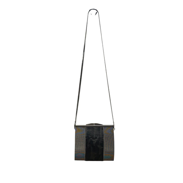BoSart Opera Collection Silver & Black Crossbody Bag With Structured Frame Sz S