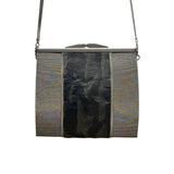 BoSart Opera Collection Silver & Black Crossbody Bag With Structured Frame Sz S