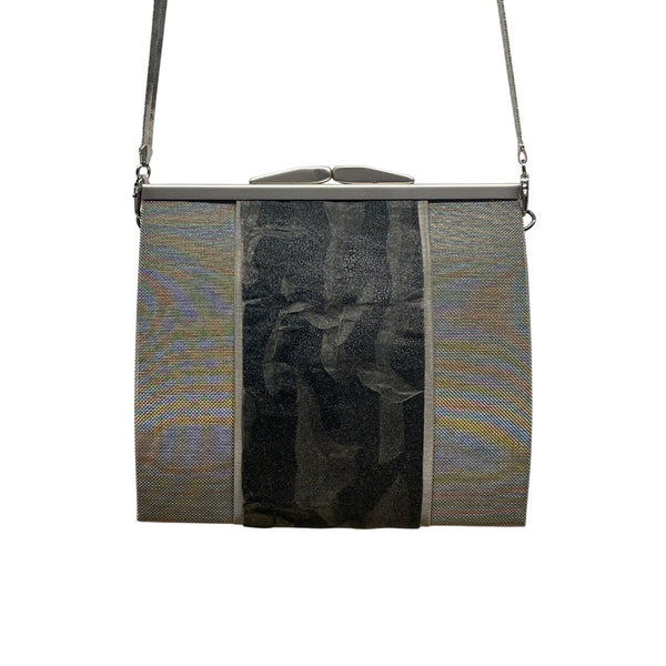 BoSart Opera Collection Silver & Black Crossbody Bag With Structured Frame Sz S