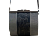 BoSart Opera Collection Silver & Black Crossbody Bag With Structured Frame Sz S