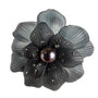 Monet Womens Black Metal Floral Brooch With Pearl Center Pin Elegant Gift