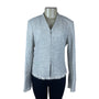 MM.Lafleur Womens Light Gray Tweed Fringe Jacket Open Front Long Sleeve Sz 10