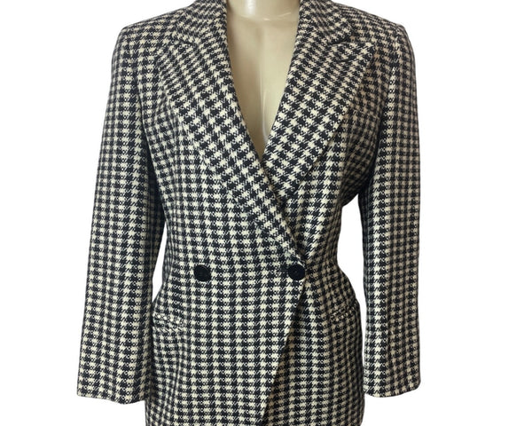 Giorgio Armani Le Collezioni Women’s Black and White Wool Coat Size 40/6
