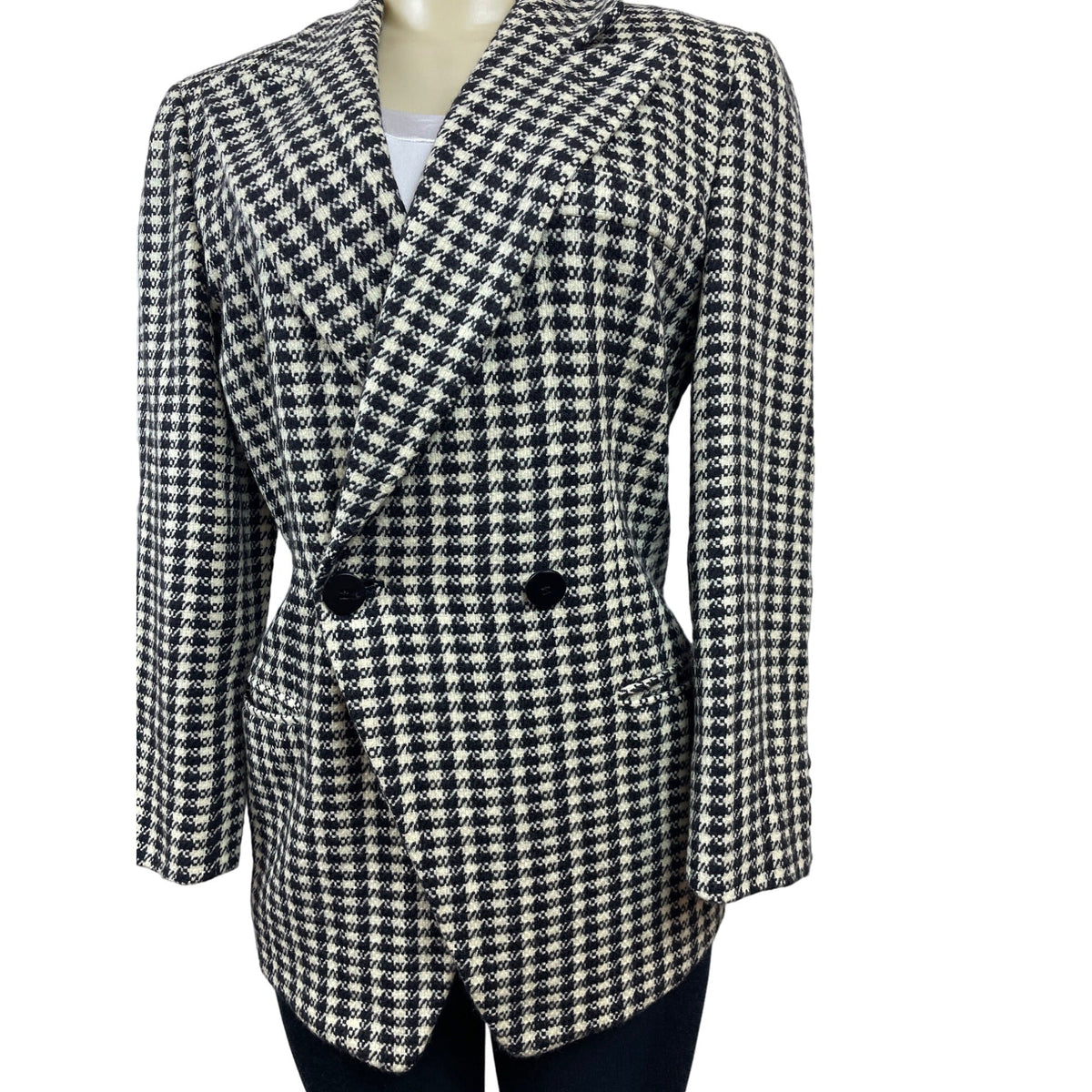 Giorgio Armani Le Collezioni Women’s Black and White Wool Coat Size 40/6