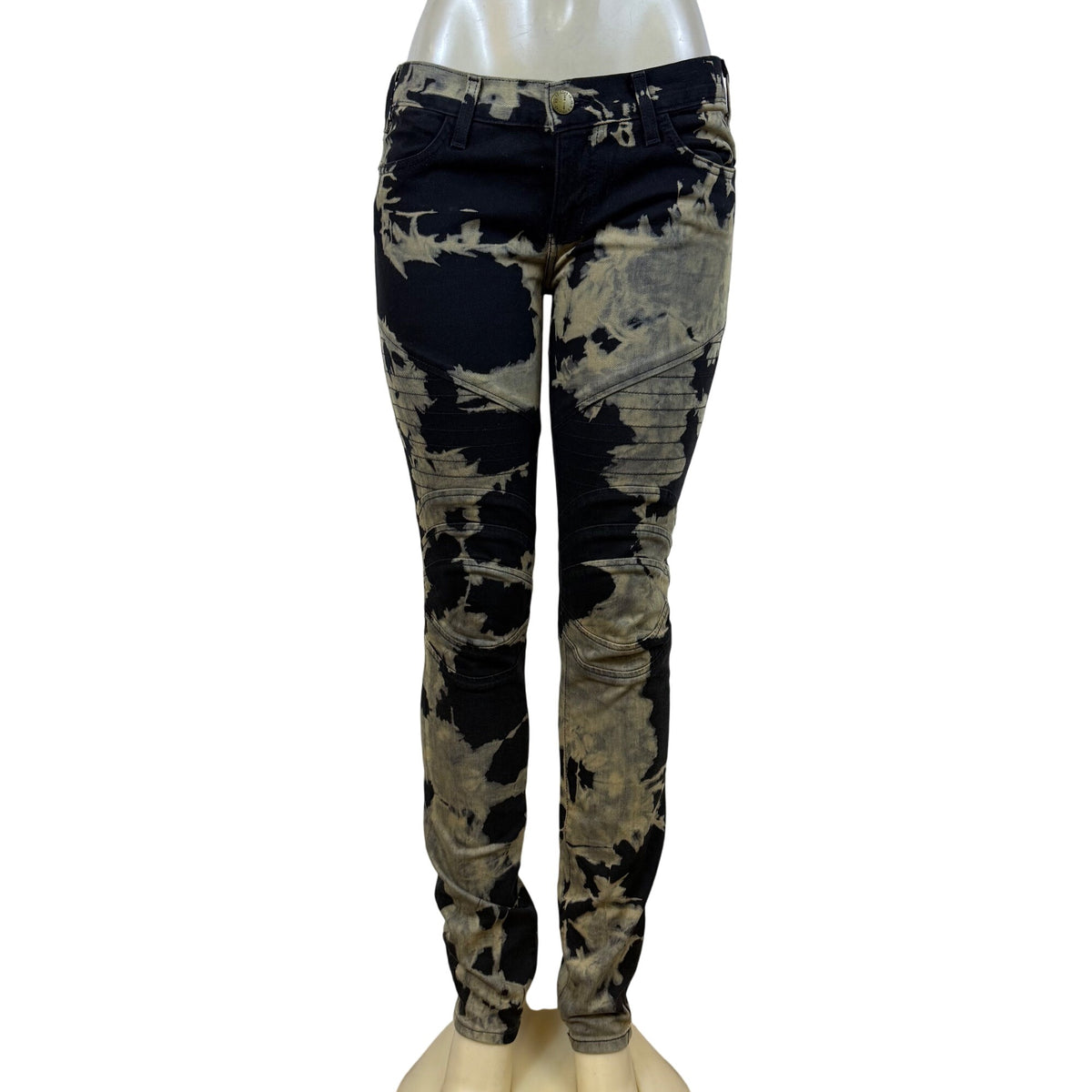 Current/Elliott Womens Black/Brown Cotton Elastane Tie-Dye Skinny Jeans Size 28