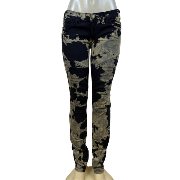 Current/Elliott Womens Black/Brown Cotton Elastane Tie-Dye Skinny Jeans Size 28