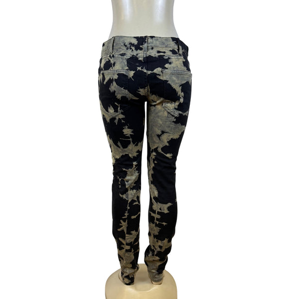 Current/Elliott Womens Black/Brown Cotton Elastane Tie-Dye Skinny Jeans Size 28
