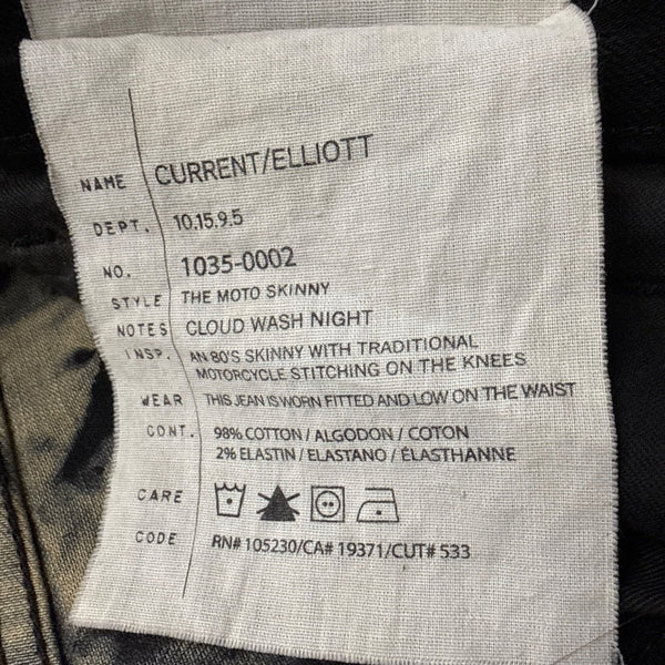 Current/Elliott Womens Black/Brown Cotton Elastane Tie-Dye Skinny Jeans Size 28