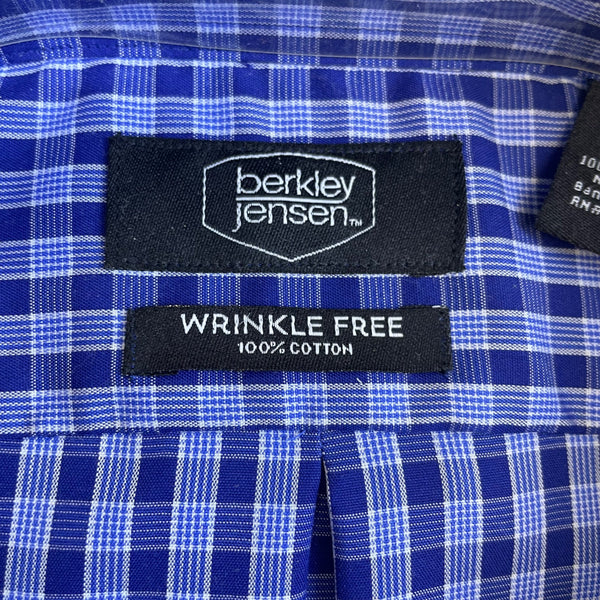 Berkley Jensen Mens Blue Dress Shirt L Wrinkle-Free Long Sleeve Button-Up - New