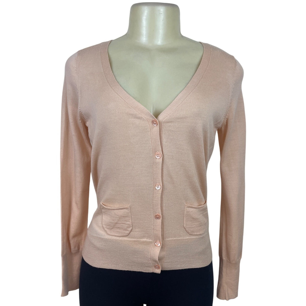 Saks Fifth Avenue Women’s Peach Cardigan Button Up Long Sleeve Sweater Size P/M