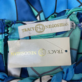 Tracy Negoshian Blue Shattered Glass Braided Neck Sleeveless Dress Sz XS - New