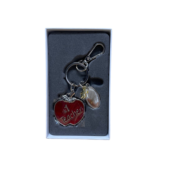Teacher Reflections Womens Red Silvertone Apple Keychain Gift Box