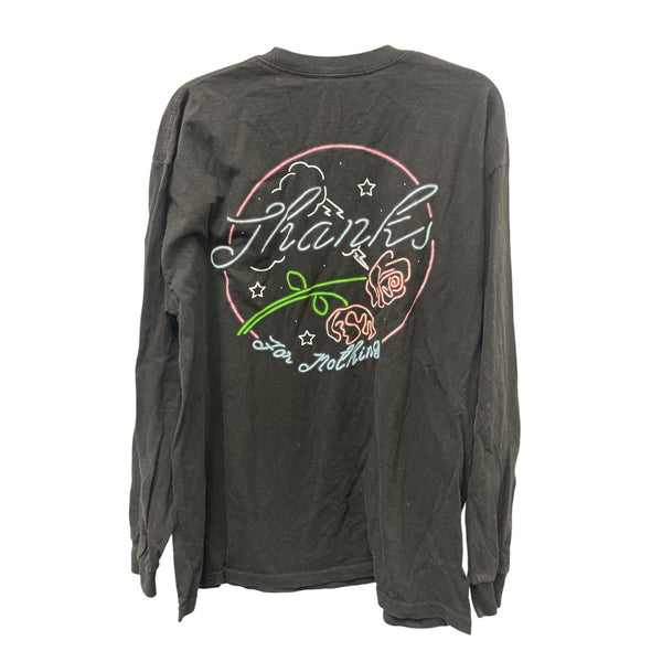 Public Opinion Mens Black Cotton Long Sleeve Thanks For Nothing Graphic Tee S