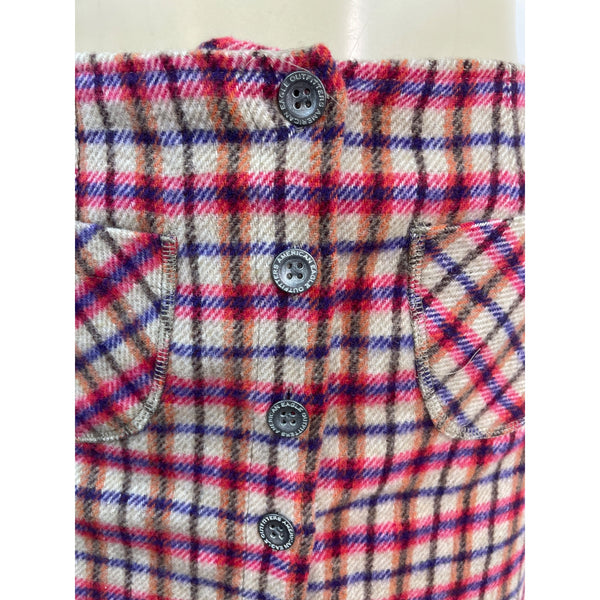 American Eagle Women Plaid Mini Skirt Red Button-Front Pockets Size 4 - New