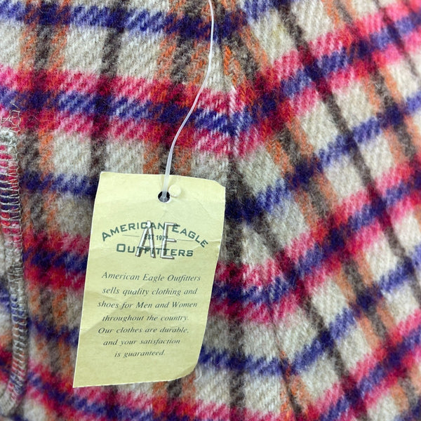 American Eagle Women Plaid Mini Skirt Red Button-Front Pockets Size 4 - New