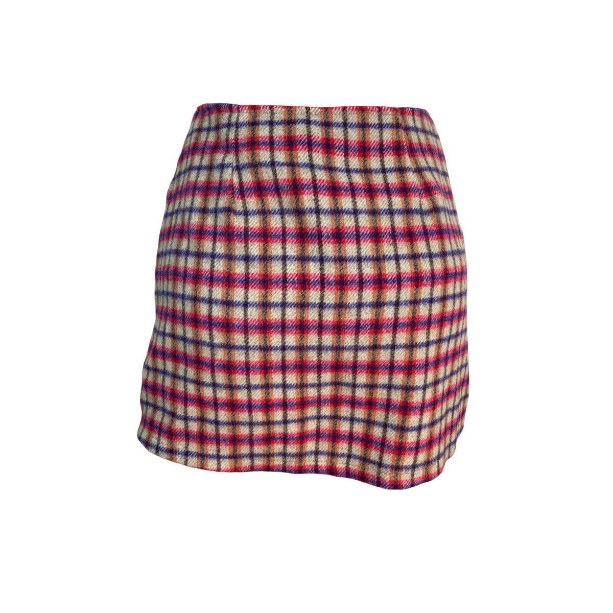American Eagle Women Plaid Mini Skirt Red Button-Front Pockets Size 4 - New