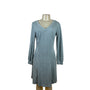 Dokotoo Womens Light Blue Knit Textured Long Sleeve V-Neck Mini Dress Sz M - New