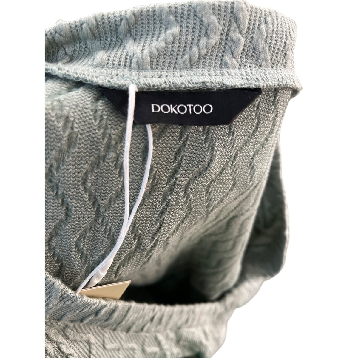 Dokotoo Womens Light Blue Knit Textured Long Sleeve V-Neck Mini Dress Sz M - New