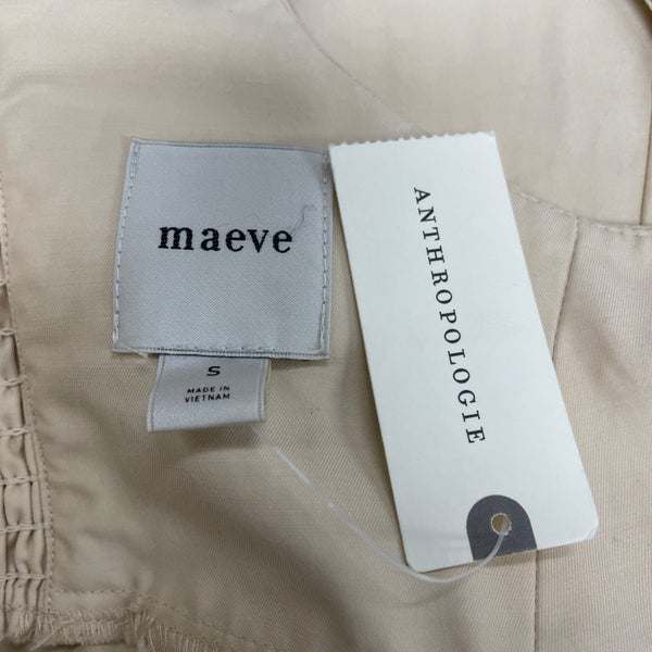 Maeve Womens Cream & Navy Midi Dress With Bow Detail Size S - New