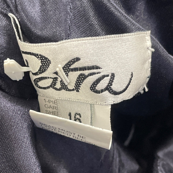 Patra Womens Navy Polyester/Spandex Gown Beaded Lace Back Detail Size 16