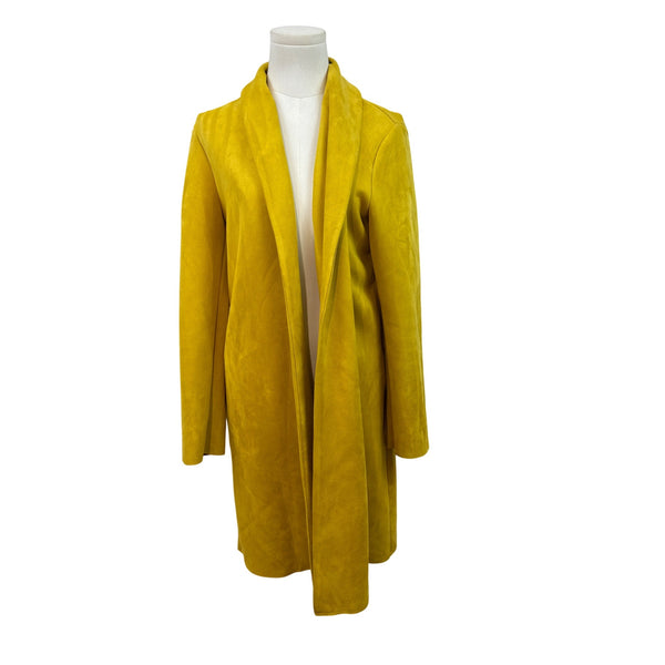 Tahari Womens Mustard Yellow Open Front Longline Jacket Size M