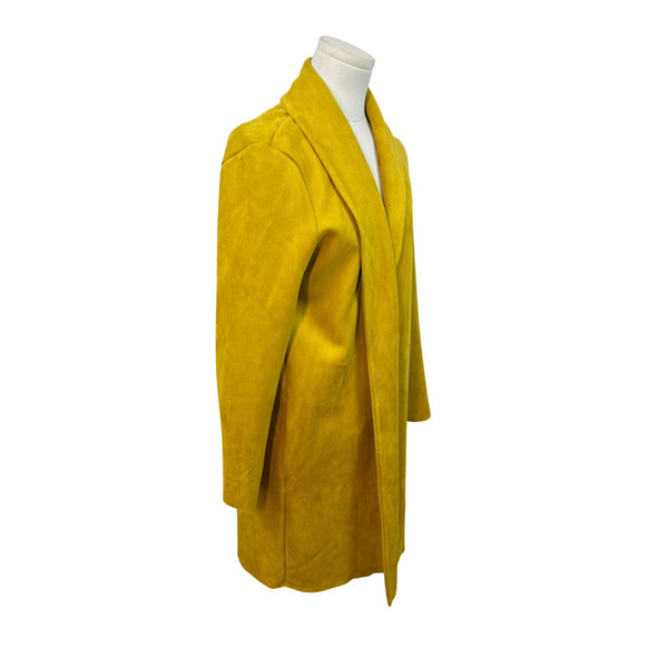 Tahari Womens Mustard Yellow Open Front Longline Jacket Size M