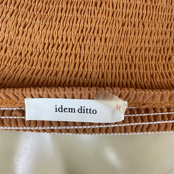 Idem Ditto Women’s Orange Polyester Ruched Long Sleeve Crop Top Size M