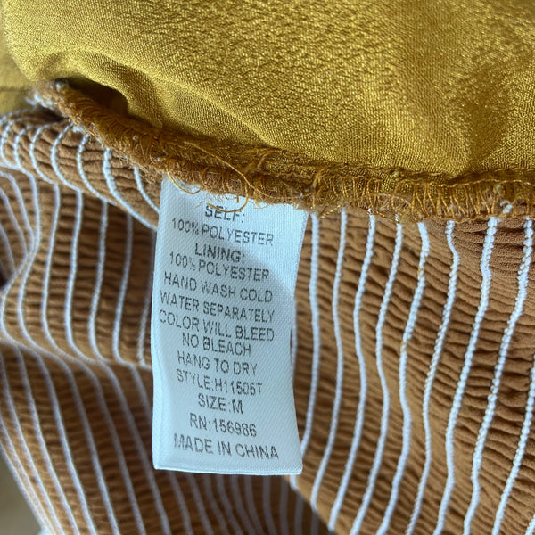 Idem Ditto Women’s Orange Polyester Ruched Long Sleeve Crop Top Size M