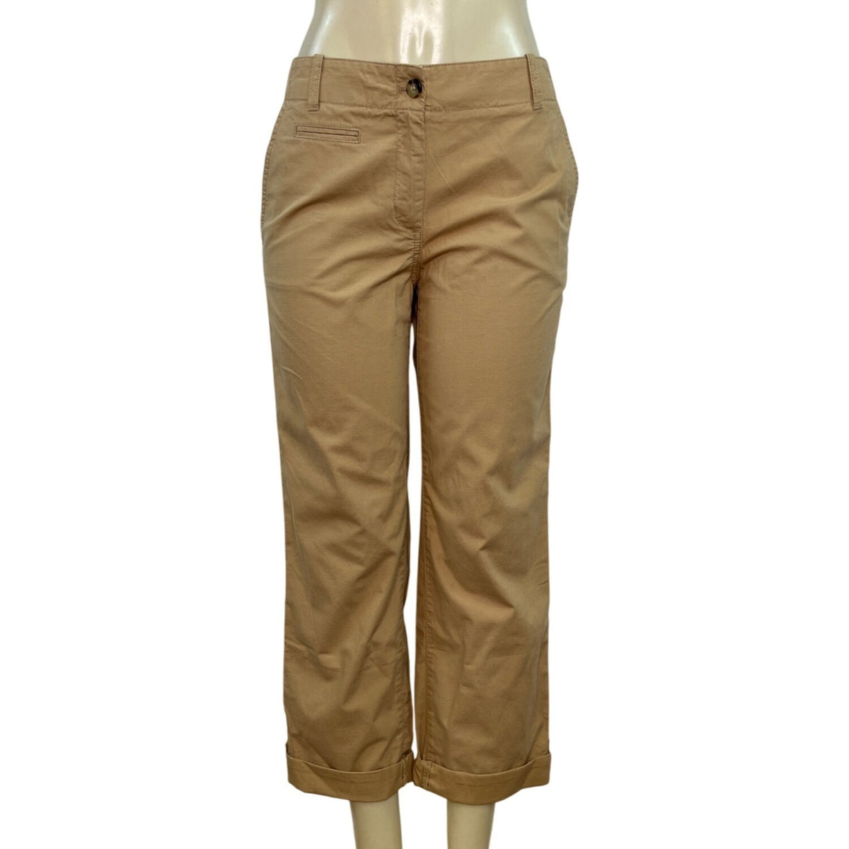 Talbots Womens Mocha Cropped Pants With Buttoned Cuffs Size 6 - New