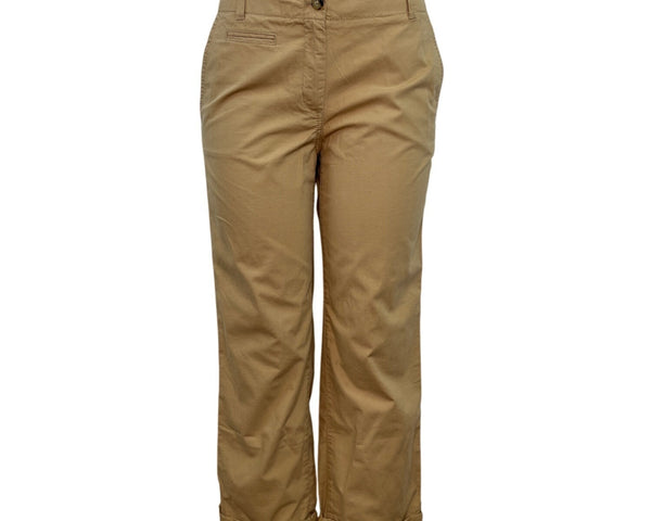 Talbots Womens Mocha Cropped Pants With Buttoned Cuffs Size 6 - New