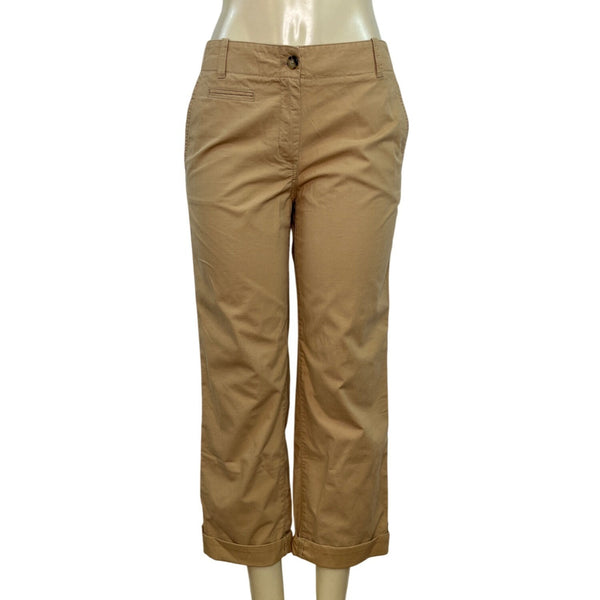 Talbots Womens Mocha Cropped Pants With Buttoned Cuffs Size 6 - New