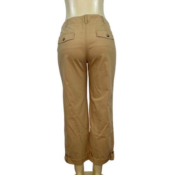 Talbots Womens Mocha Cropped Pants With Buttoned Cuffs Size 6 - New