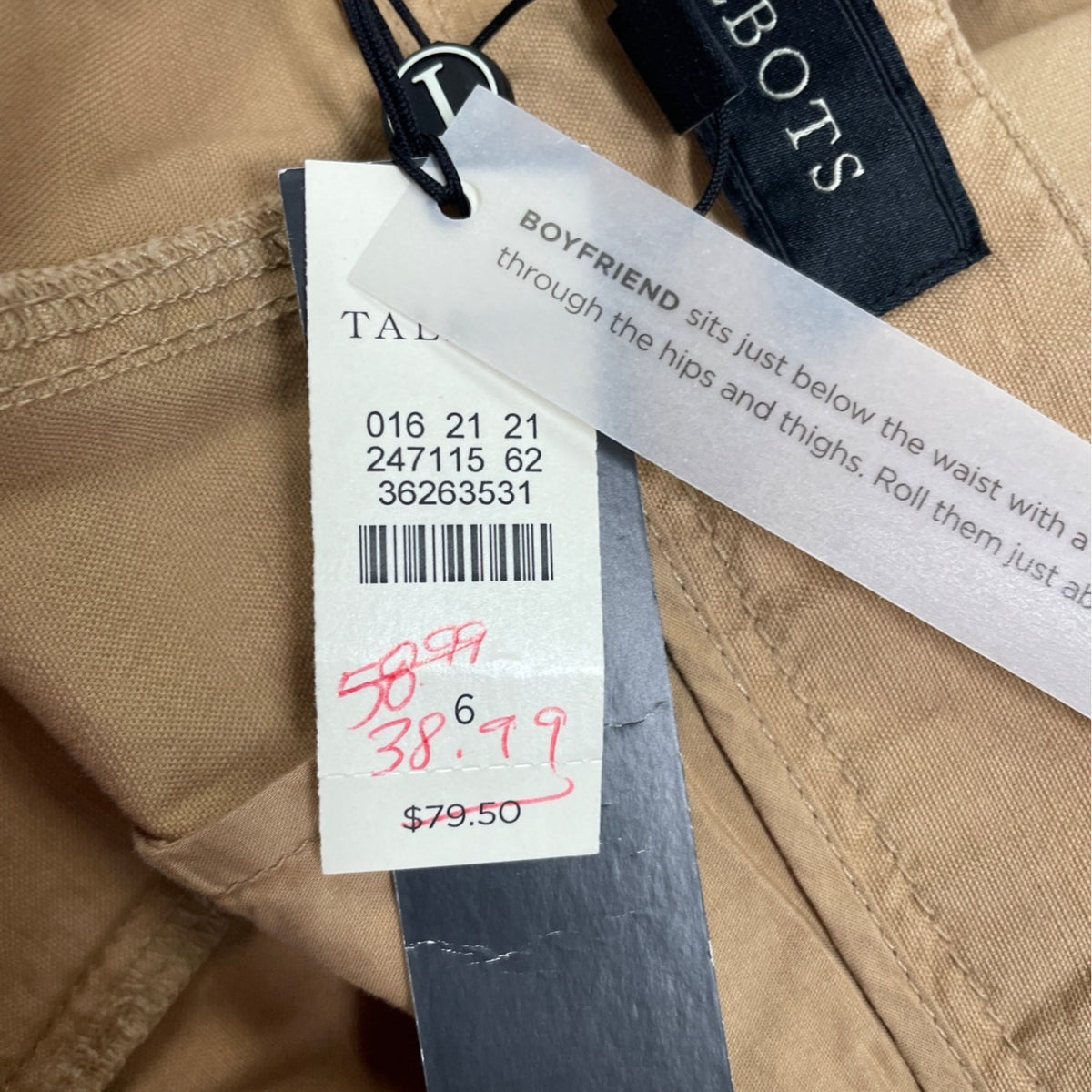 Talbots Womens Mocha Cropped Pants With Buttoned Cuffs Size 6 - New