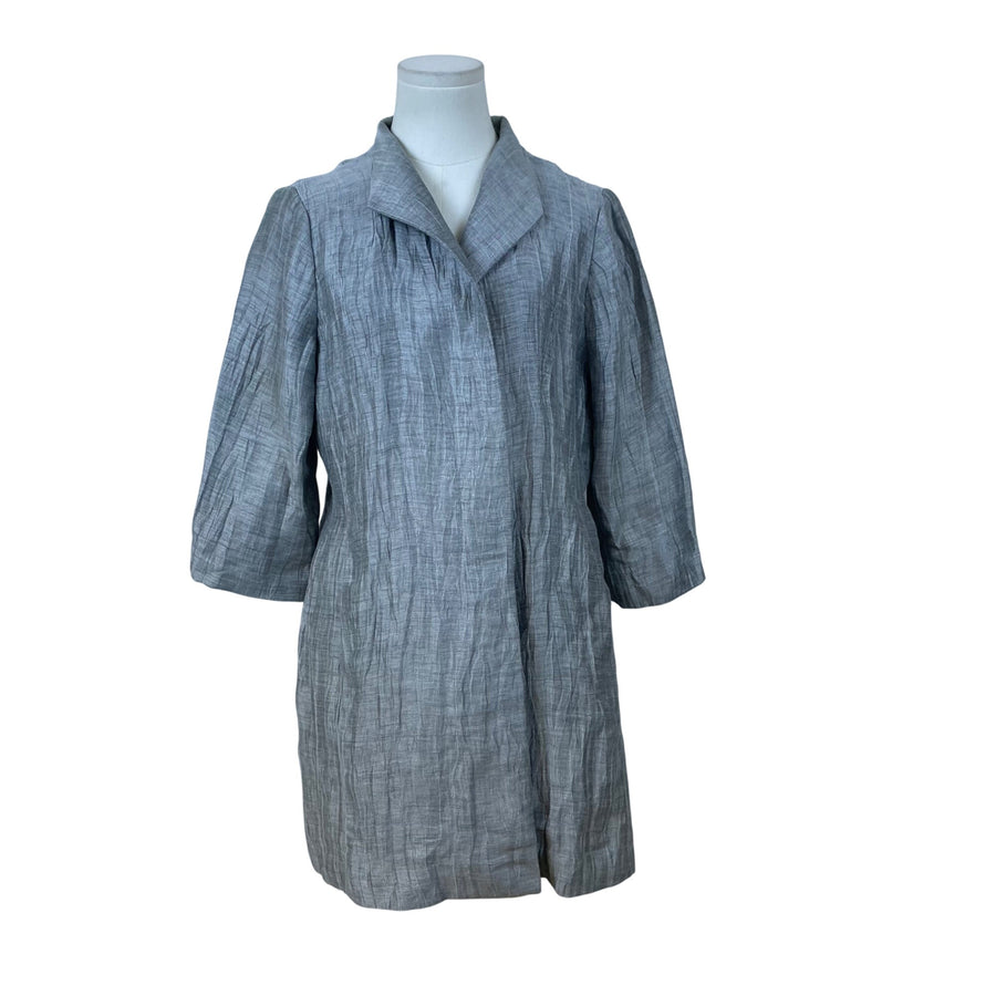 Eileen Fisher Women's Gray Textured Jacket 3/4 Sleeves Button-Up Front Sz S/P