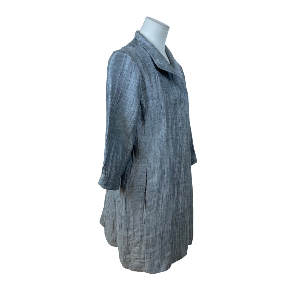 Eileen Fisher Women's Gray Textured Jacket 3/4 Sleeves Button-Up Front Sz S/P