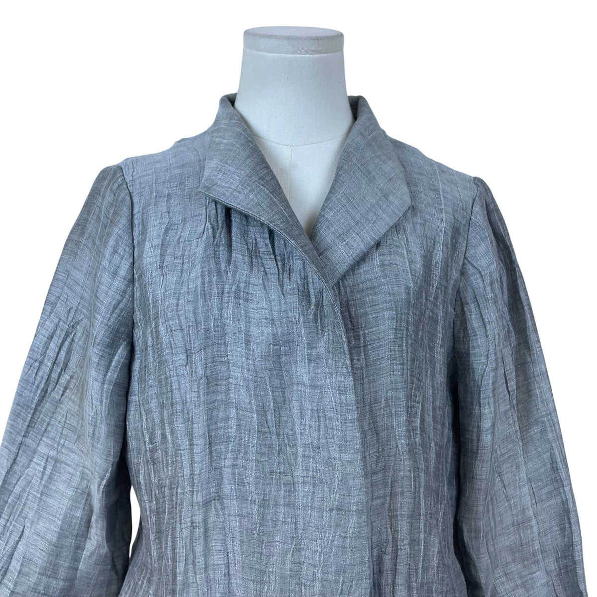 Eileen Fisher Women's Gray Textured Jacket 3/4 Sleeves Button-Up Front Sz S/P