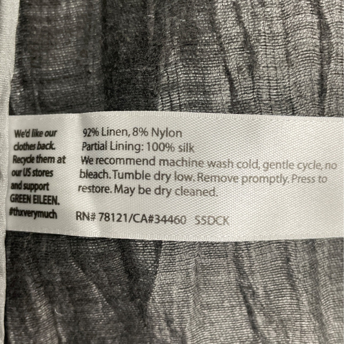 Eileen Fisher Women's Gray Textured Jacket 3/4 Sleeves Button-Up Front Sz S/P