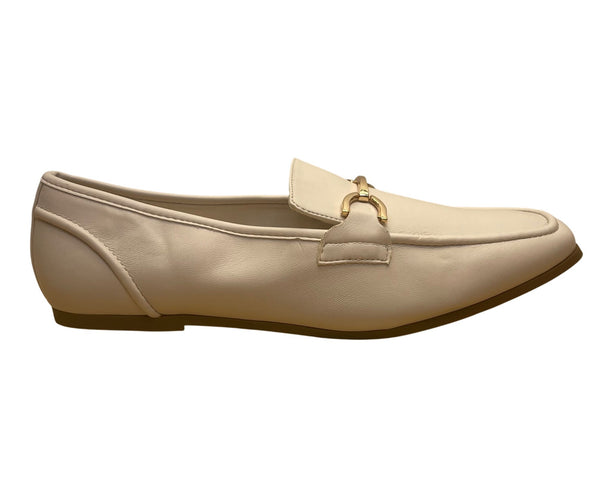 Cushionaire Women’s Cream Gold Snaffle Bit Memory Foam Loafers Size 9W