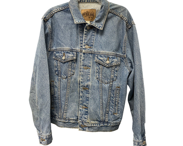 Gap Mens Light Blue Denim Jacket 100% Cotton Vintage Style Medium Size