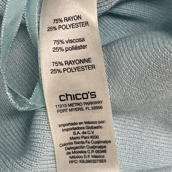 Chicos Women’s Light Blue Long Sleeve Turtleneck Sweater Size 2 - New
