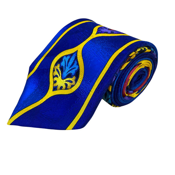 Rush Limbaugh No Baundaries Collections Blue & Yellow Silk Geometric Necktie